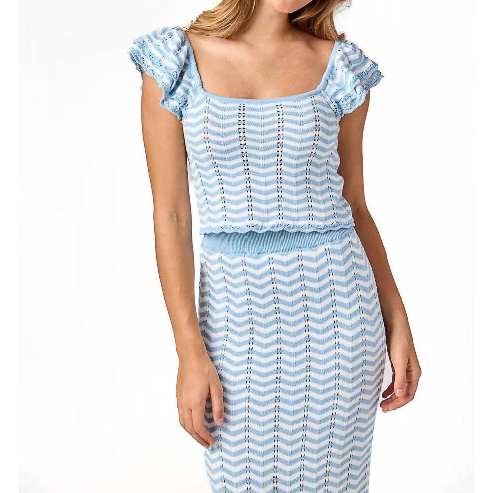 NEW CAKE FOR DINNER palermo knit square neck top in blue